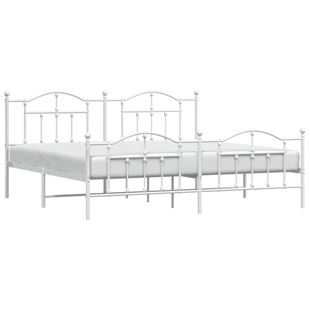 sengeramme med sengegavl og fodgærde 200x200 cm metal hvid