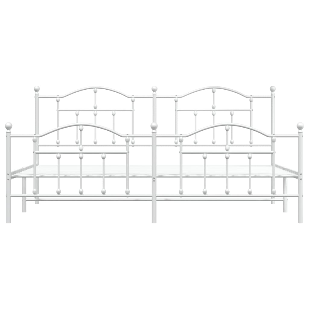 sengeramme med sengegavl og fodgærde 200x200 cm metal hvid