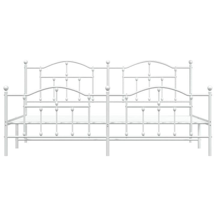 sengeramme med sengegavl og fodgærde 200x200 cm metal hvid
