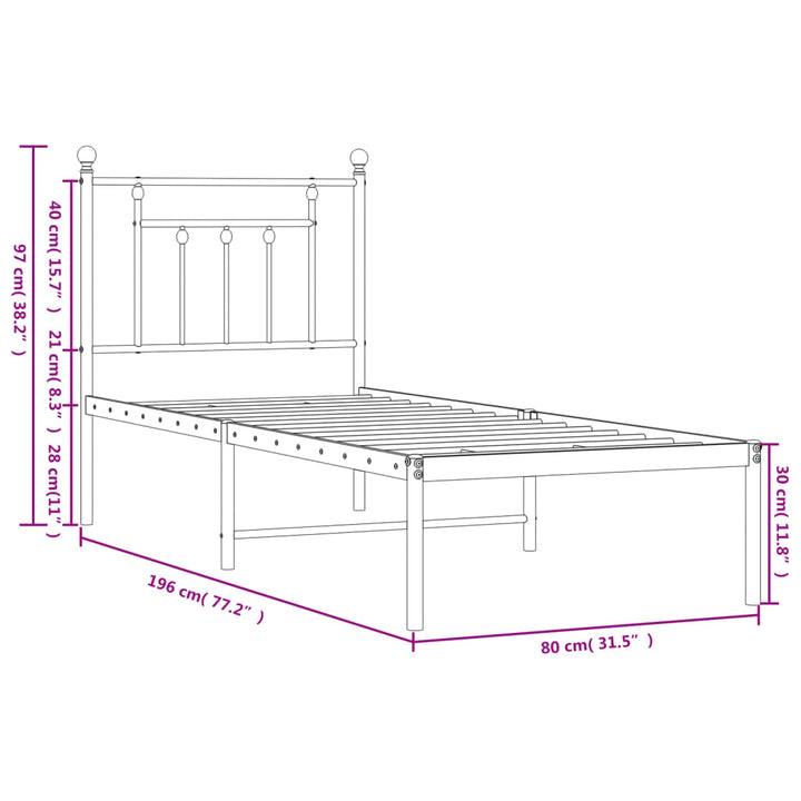 sengeramme med sengegavl 75x190 cm metal sort