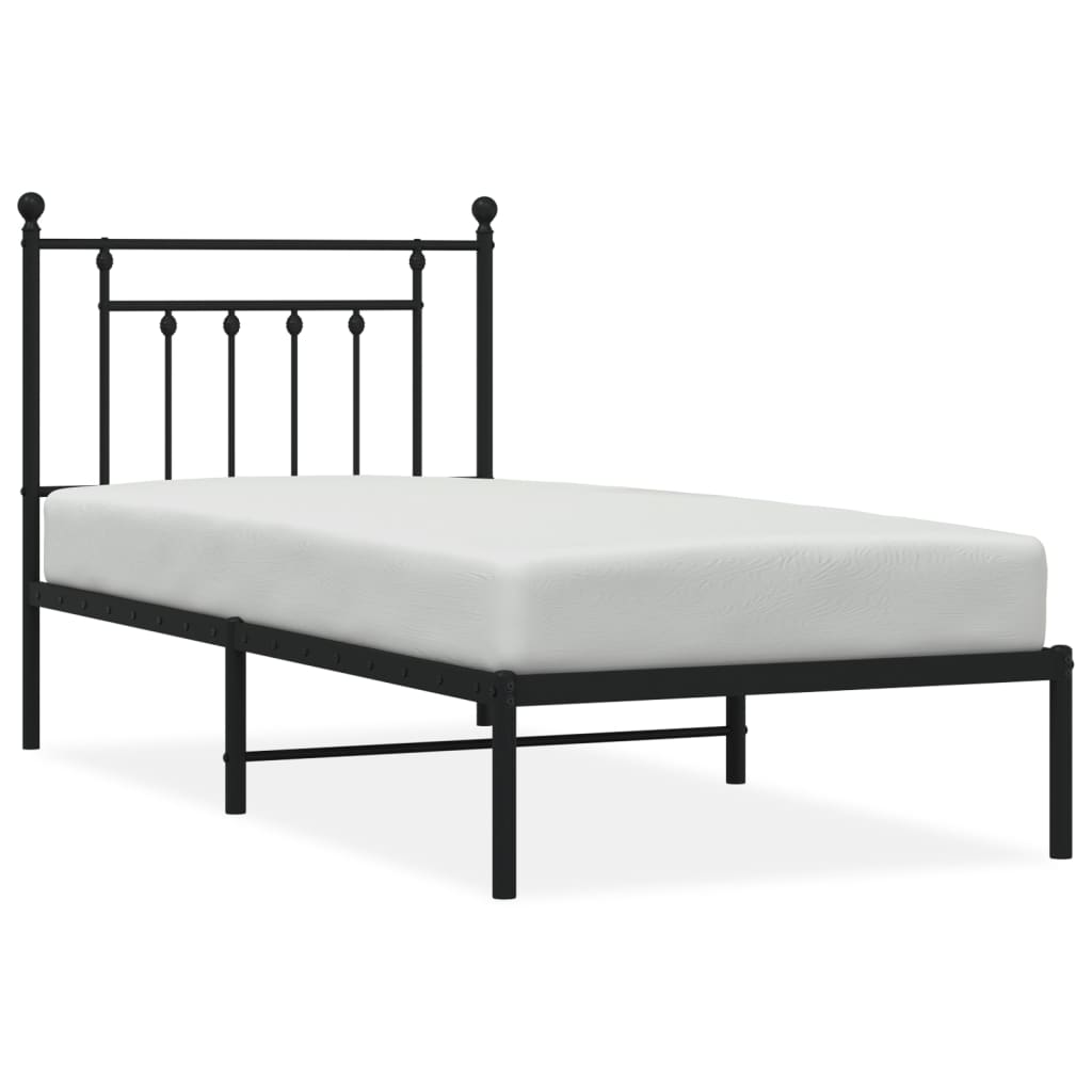 sengeramme med sengegavl 90x190 cm metal sort