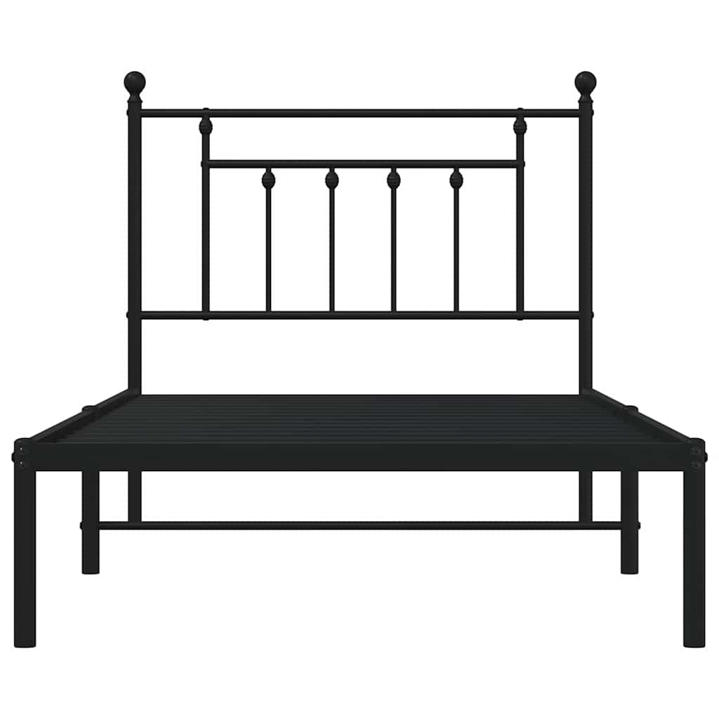 sengeramme med sengegavl 100x190 cm metal sort