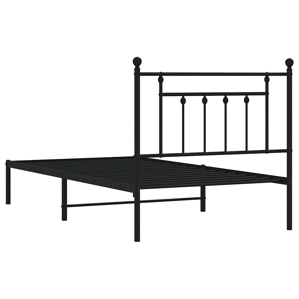 sengeramme med sengegavl 100x190 cm metal sort