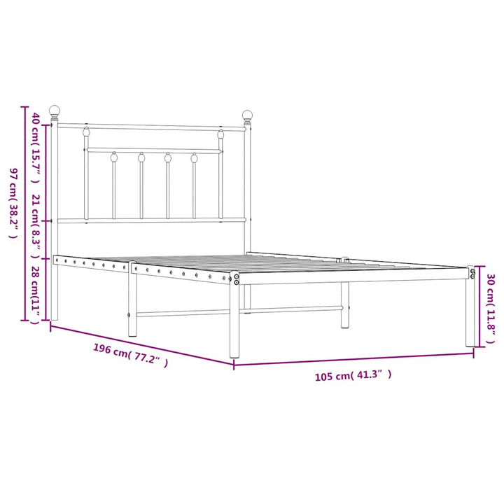 sengeramme med sengegavl 100x190 cm metal sort