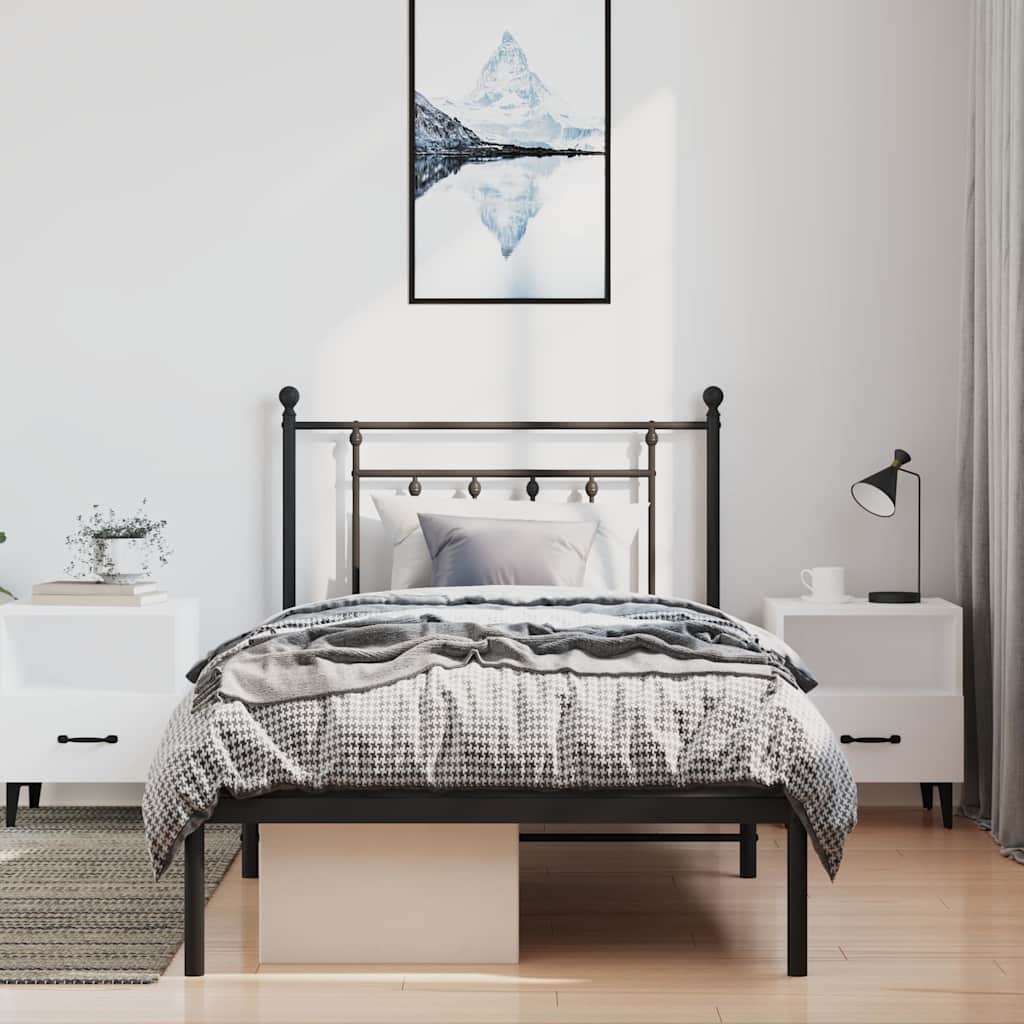 sengeramme med sengegavl 100x200 cm metal sort