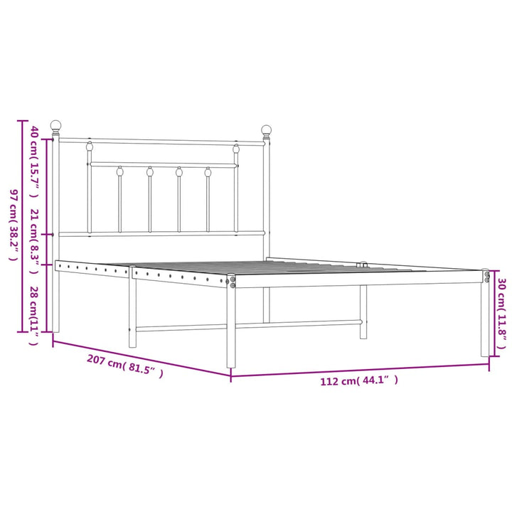 sengeramme med sengegavl 107x203 cm metal sort