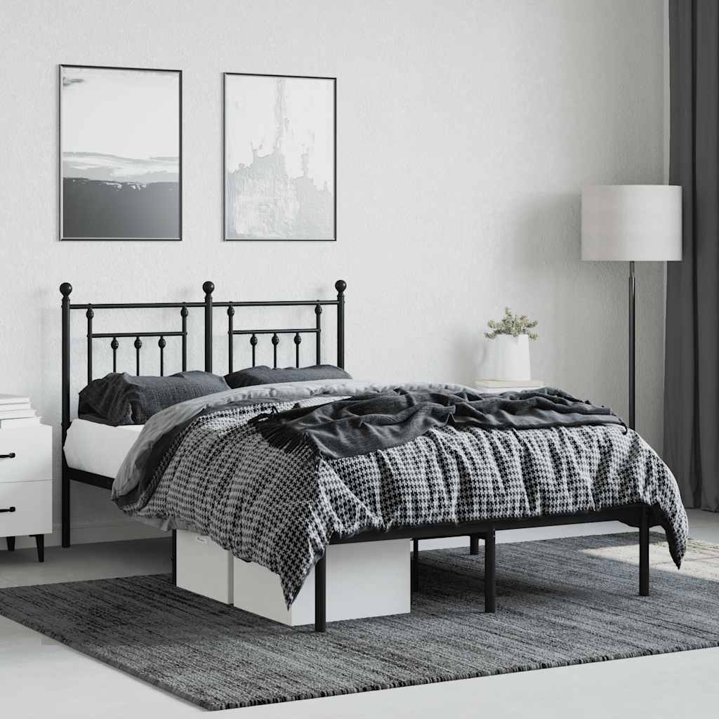 sengeramme med sengegavl 120x190 cm metal sort