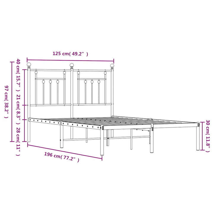 sengeramme med sengegavl 120x190 cm metal sort