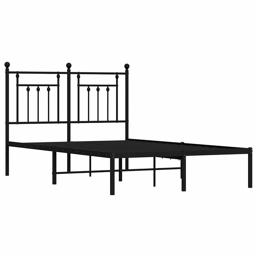 sengeramme med sengegavl 135x190 cm metal sort