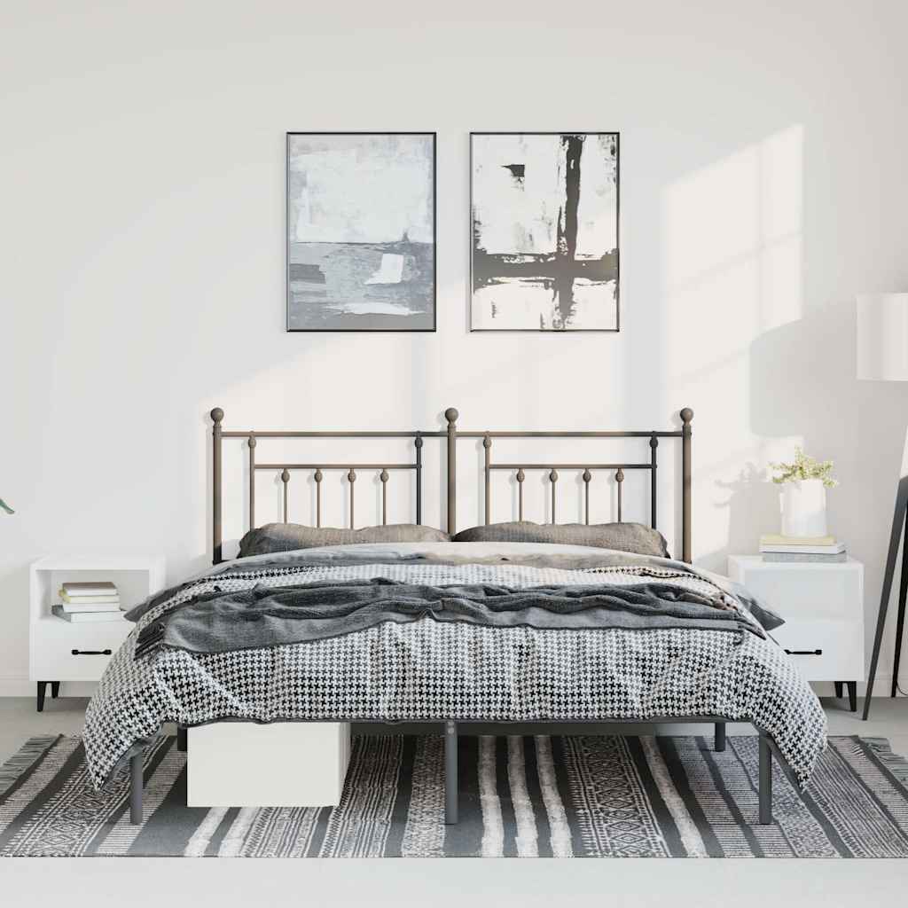 sengeramme med sengegavl 135x190 cm metal sort