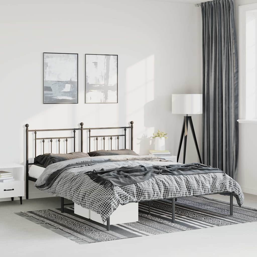 sengeramme med sengegavl 135x190 cm metal sort