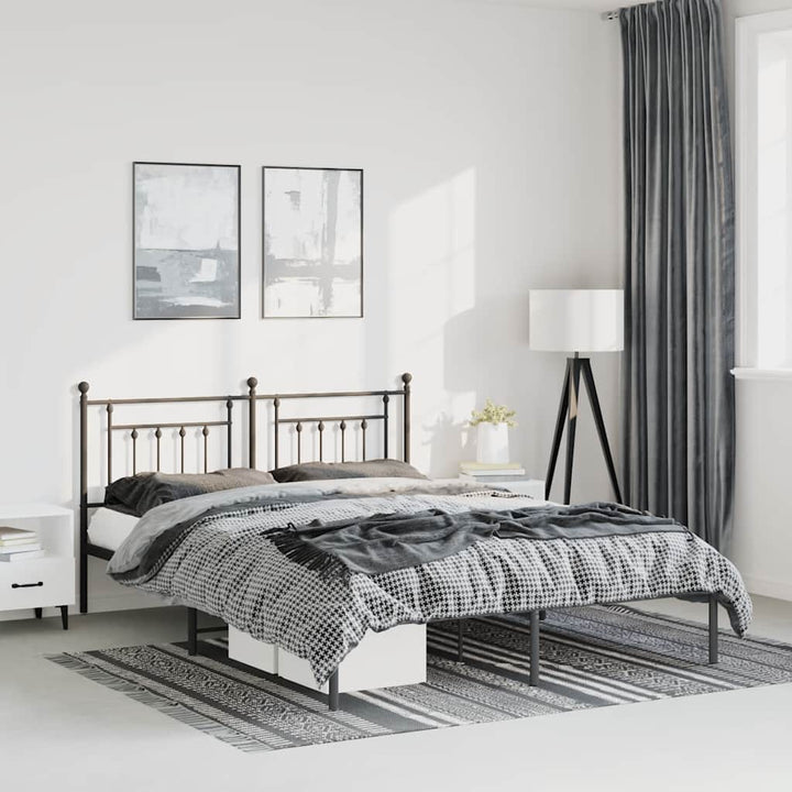 sengeramme med sengegavl 135x190 cm metal sort
