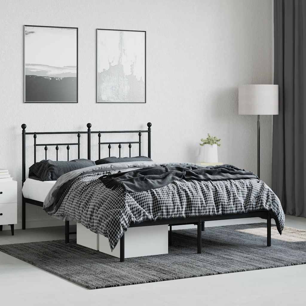 sengeramme med sengegavl 140x200 cm metal sort