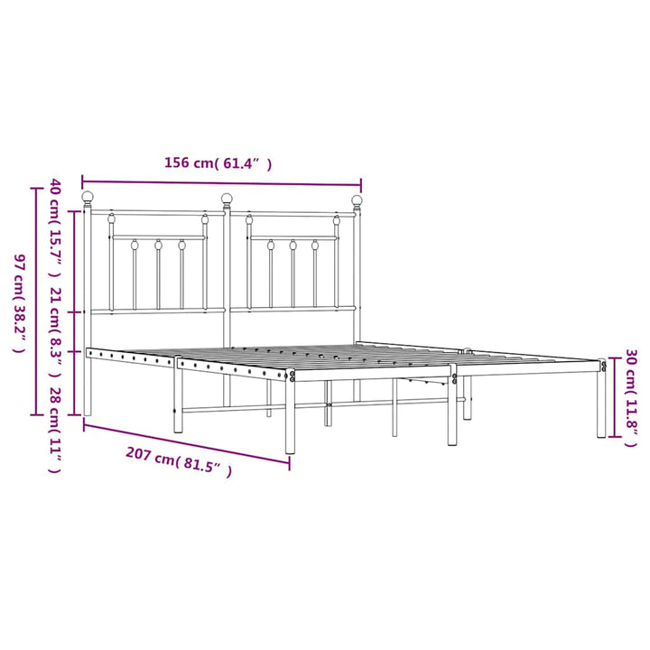 sengeramme med sengegavl 150x200 cm metal sort