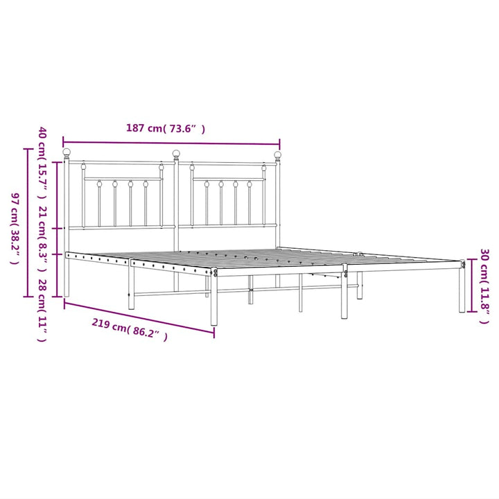 sengeramme med sengegavl 183x213 cm metal sort