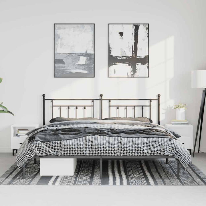 sengeramme med sengegavl 193x203 cm metal sort