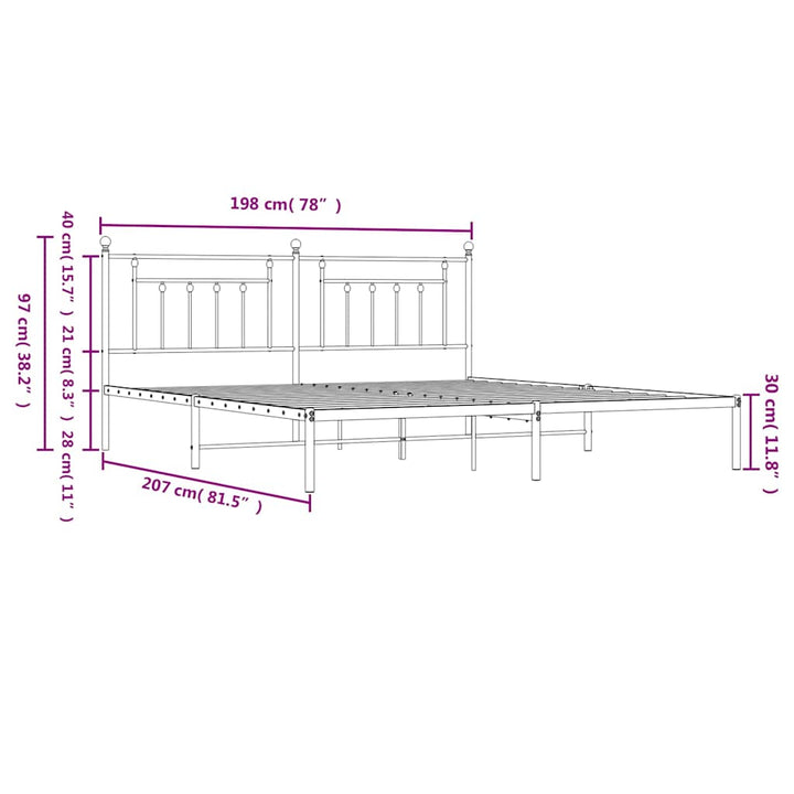 sengeramme med sengegavl 193x203 cm metal sort