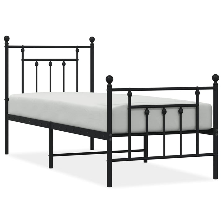 sengeramme med sengegavl og fodgærde 75x190 cm metal sort
