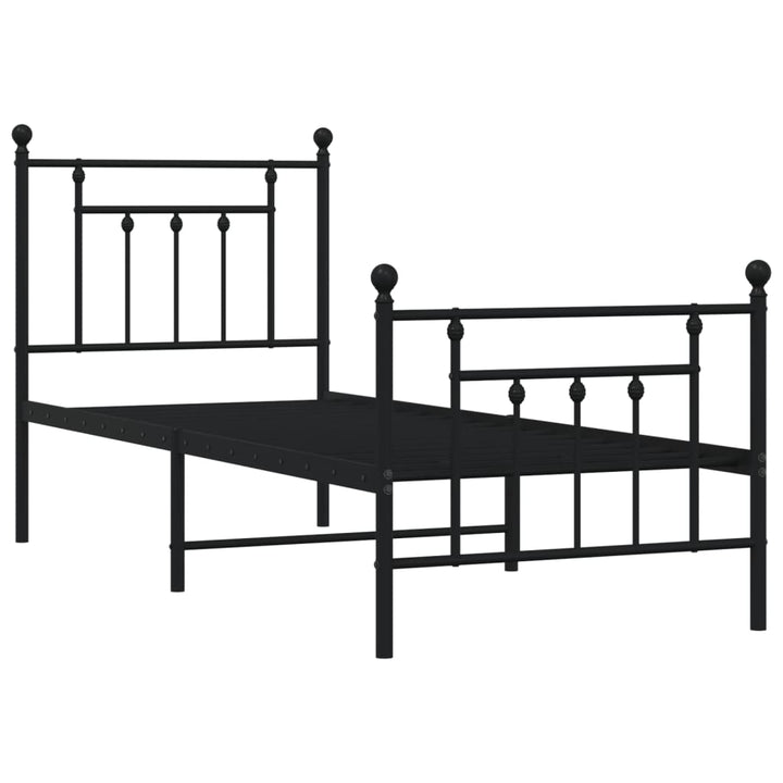 sengeramme med sengegavl og fodgærde 75x190 cm metal sort