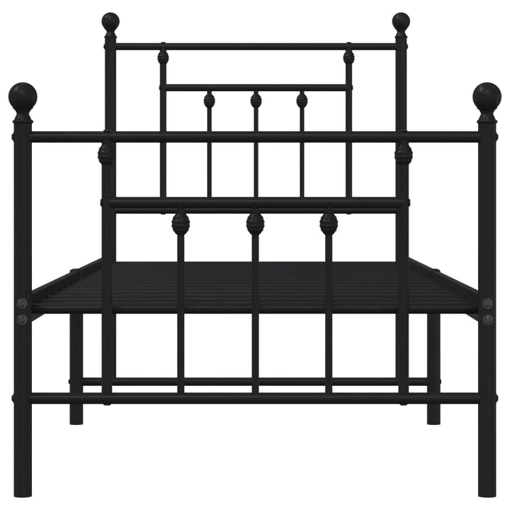sengeramme med sengegavl og fodgærde 75x190 cm metal sort