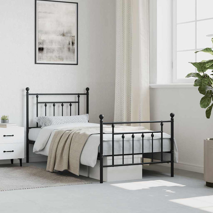 sengeramme med sengegavl og fodgærde 80x200 cm metal sort