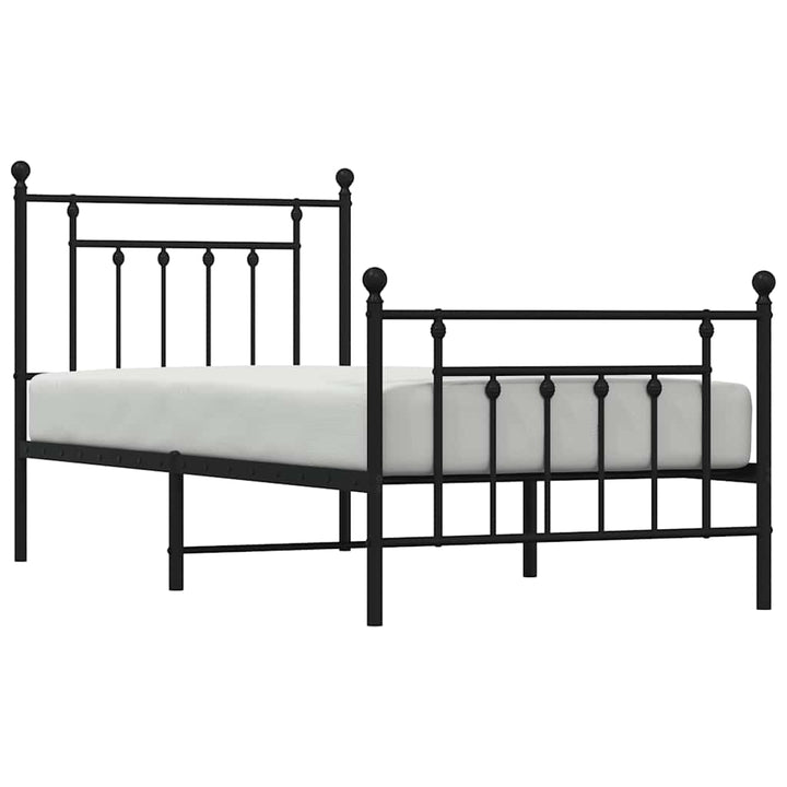 sengeramme med sengegavl og fodgærde 80x200 cm metal sort