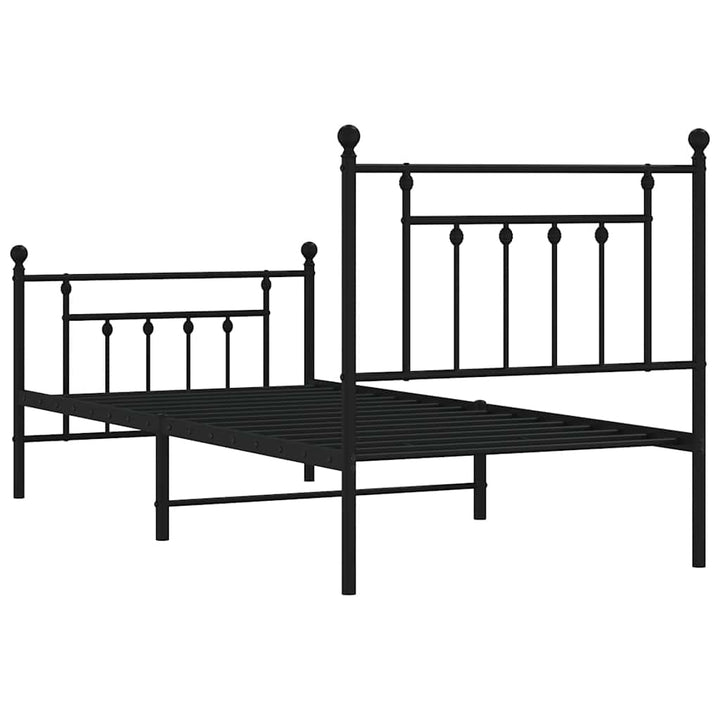 sengeramme med sengegavl og fodgærde 80x200 cm metal sort