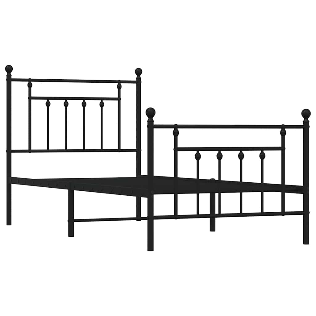 sengeramme med sengegavl og fodgærde 90x190 cm metal sort