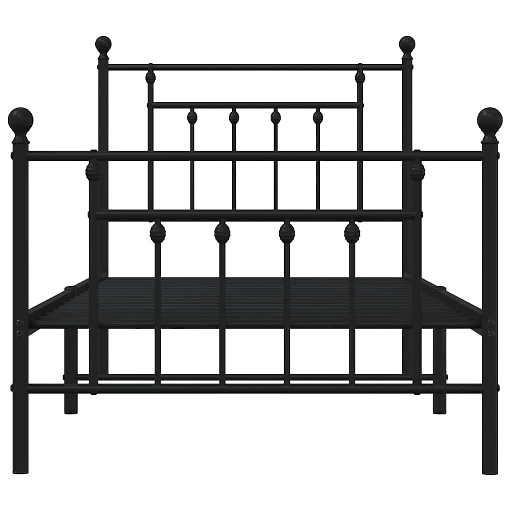 sengeramme med sengegavl og fodgærde 90x190 cm metal sort