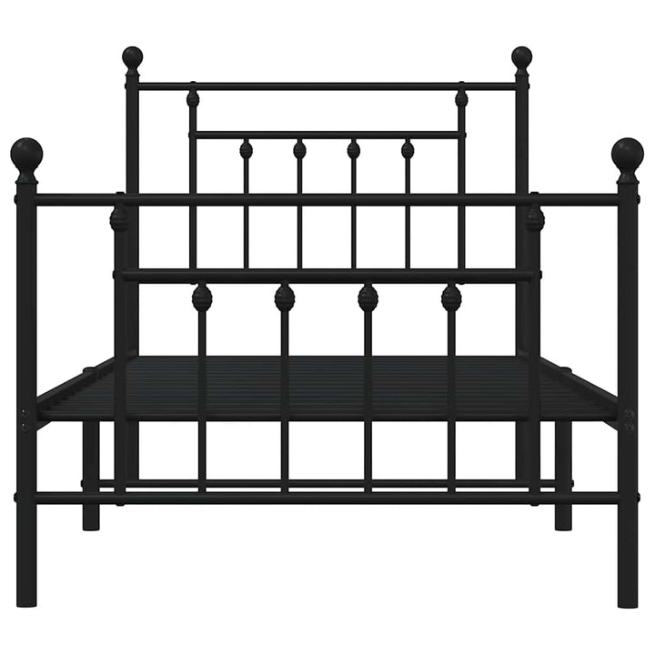 sengeramme med sengegavl og fodgærde 90x190 cm metal sort