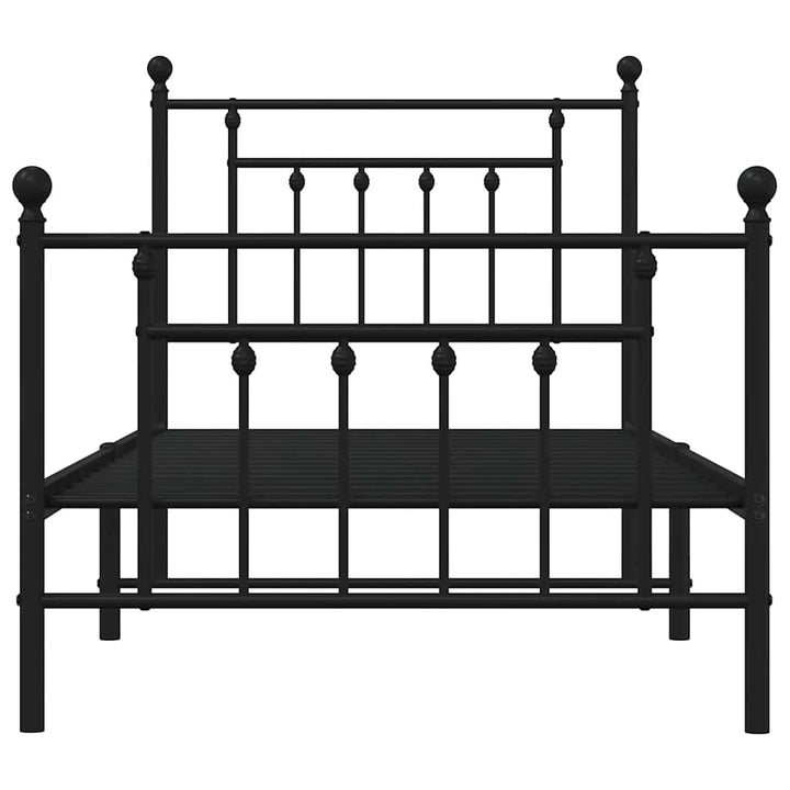 sengeramme med sengegavl og fodgærde 90x190 cm metal sort