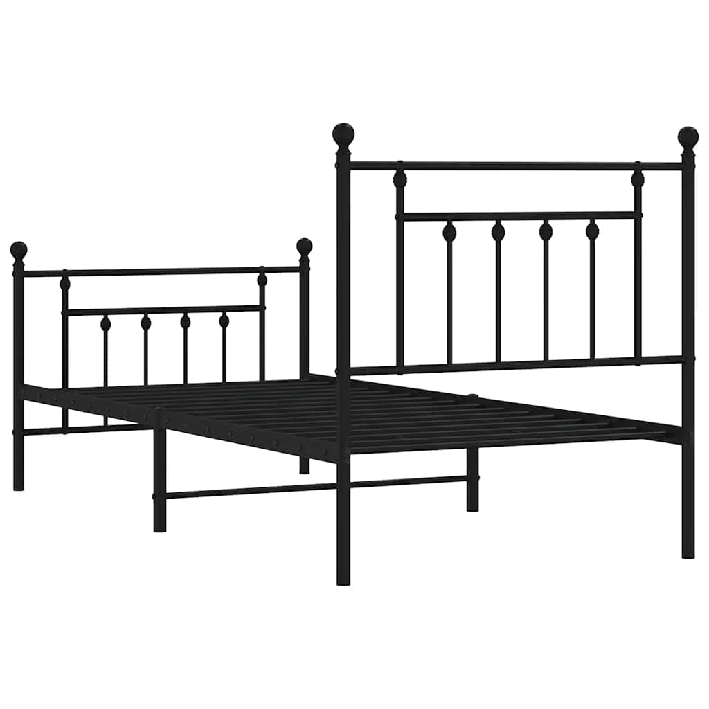 sengeramme med sengegavl og fodgærde 90x190 cm metal sort