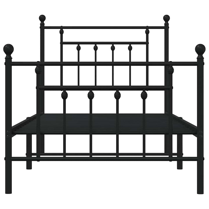 sengeramme med sengegavl og fodgærde 90x200 cm metal sort