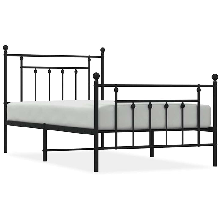 sengeramme med sengegavl og fodgærde 100x190 cm metal sort