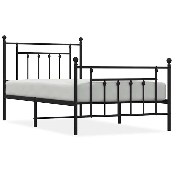 sengeramme med sengegavl og fodgærde 100x190 cm metal sort