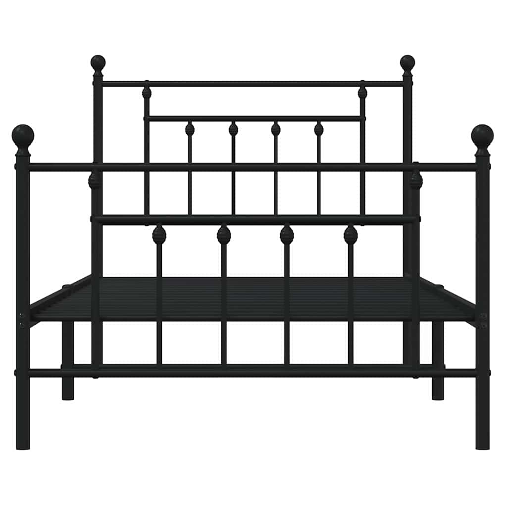 sengeramme med sengegavl og fodgærde 100x190 cm metal sort