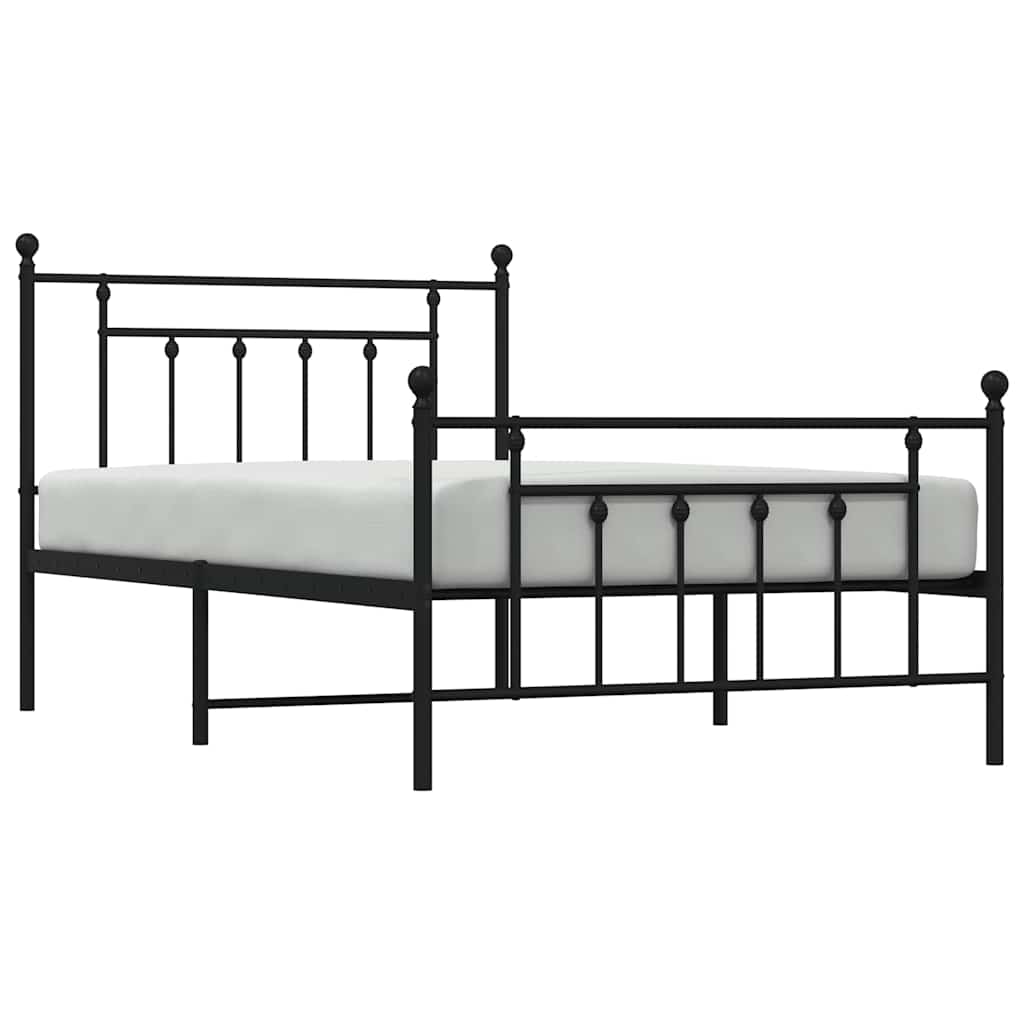 sengeramme med sengegavl og fodgærde 100x200 cm metal sort