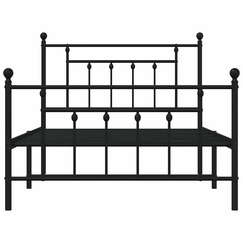 sengeramme med sengegavl og fodgærde 100x200 cm metal sort