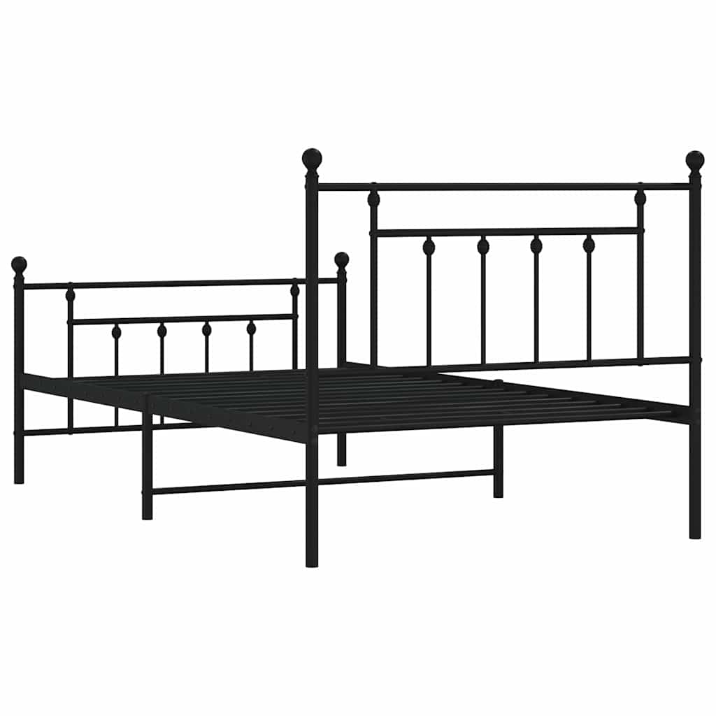sengeramme med sengegavl og fodgærde 100x200 cm metal sort