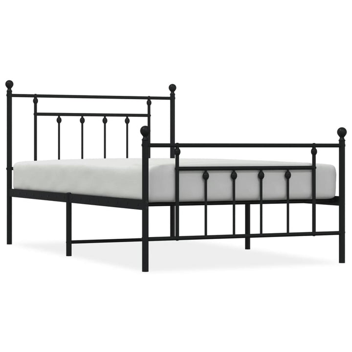 sengeramme med sengegavl og fodgærde 107x203 cm metal sort