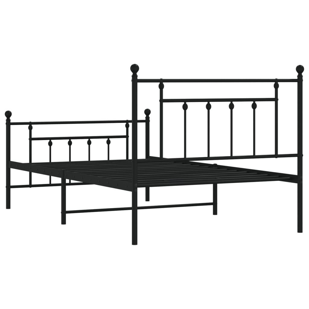 sengeramme med sengegavl og fodgærde 107x203 cm metal sort