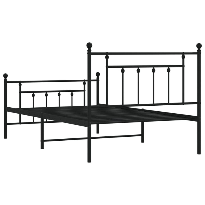 sengeramme med sengegavl og fodgærde 107x203 cm metal sort