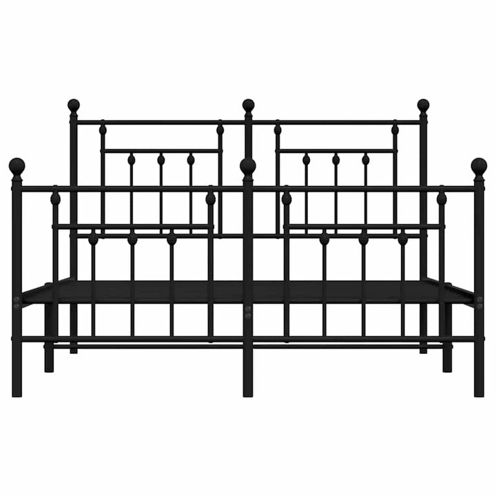 sengeramme med sengegavl og fodgærde 140x190 cm metal sort