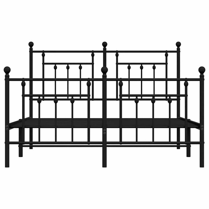 sengeramme med sengegavl og fodgærde 140x200 cm metal sort