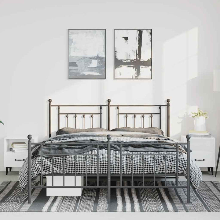 sengeramme med sengegavl og fodgærde 150x200 cm metal sort