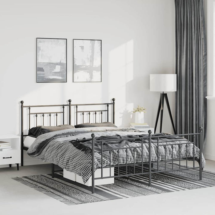 sengeramme med sengegavl og fodgærde 150x200 cm metal sort