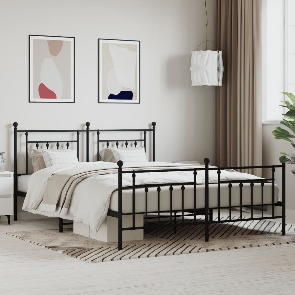sengeramme uden madras med fodgærde 160x200 cm sort