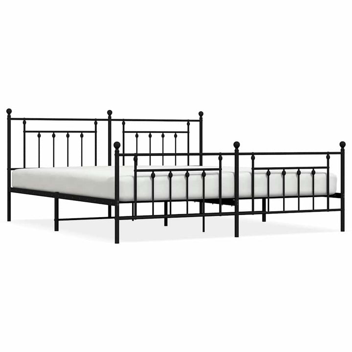 sengeramme med sengegavl og fodgærde 193x203 cm metal sort