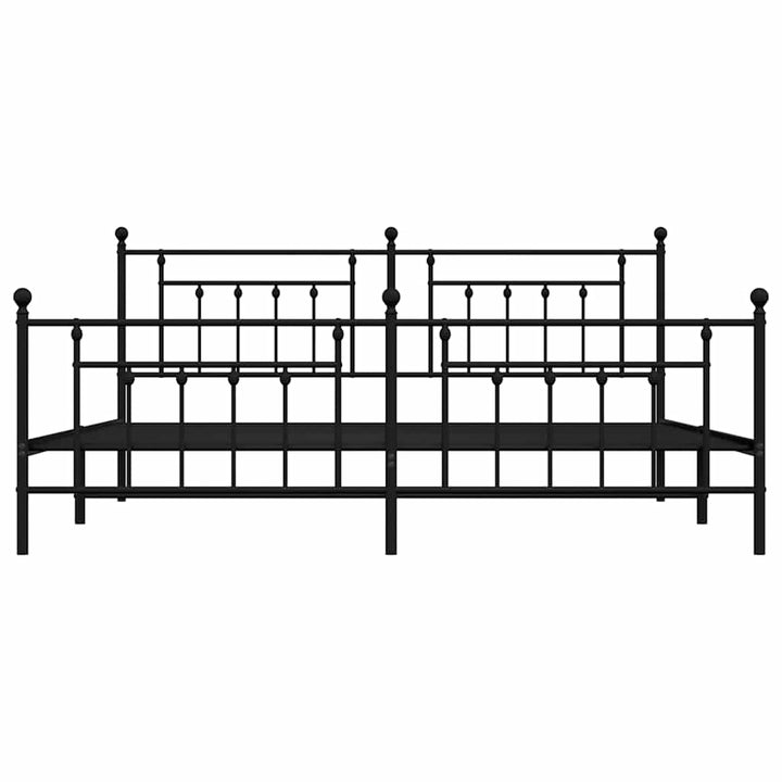 sengeramme med sengegavl og fodgærde 193x203 cm metal sort