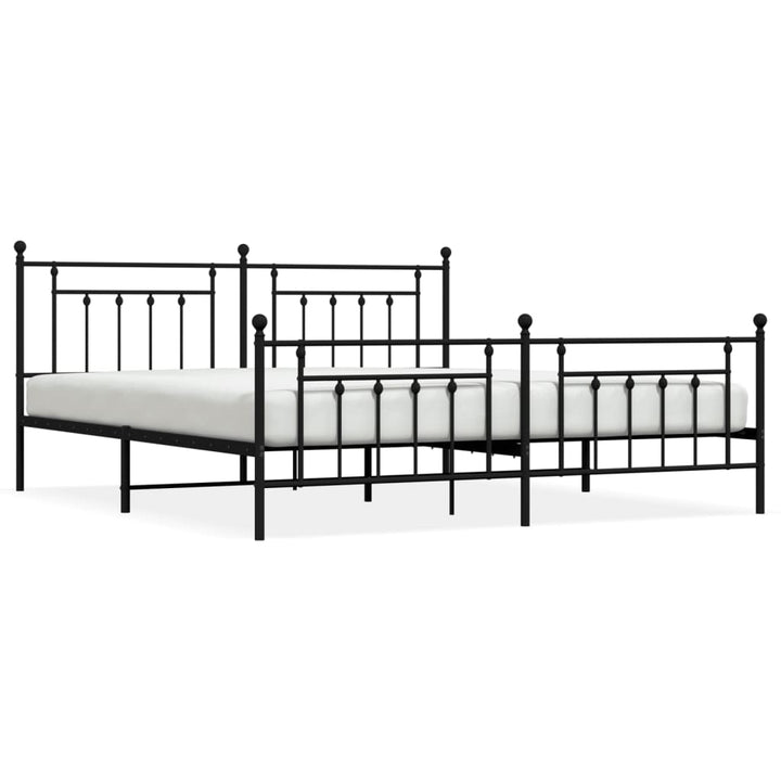 sengeramme med sengegavl og fodgærde 200x200 cm metal sort